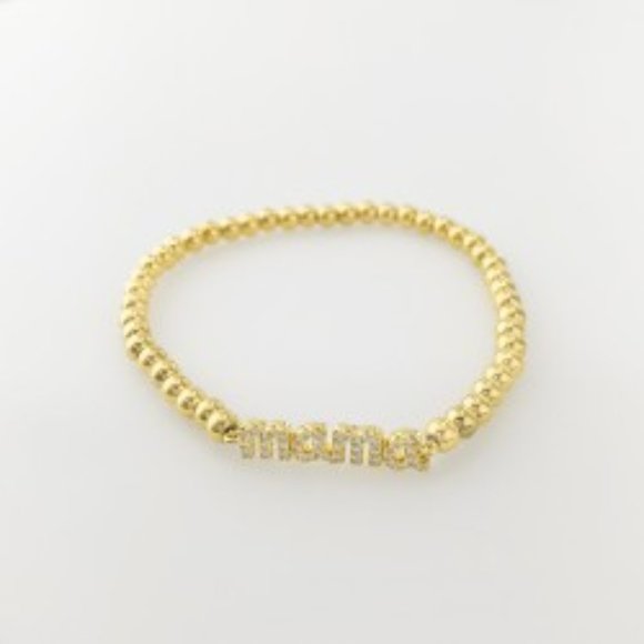 SueSue Jewelry - 18K Gold Stainless Steel MaMa Stretch Bracelet NWT